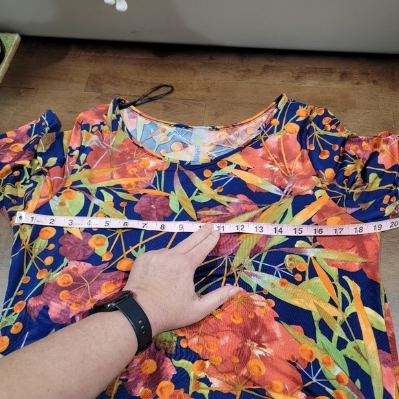Touch Express Tropical Floral Flower Dress Stretch Knit Travel Vacation Size L - Picture 10 of 15